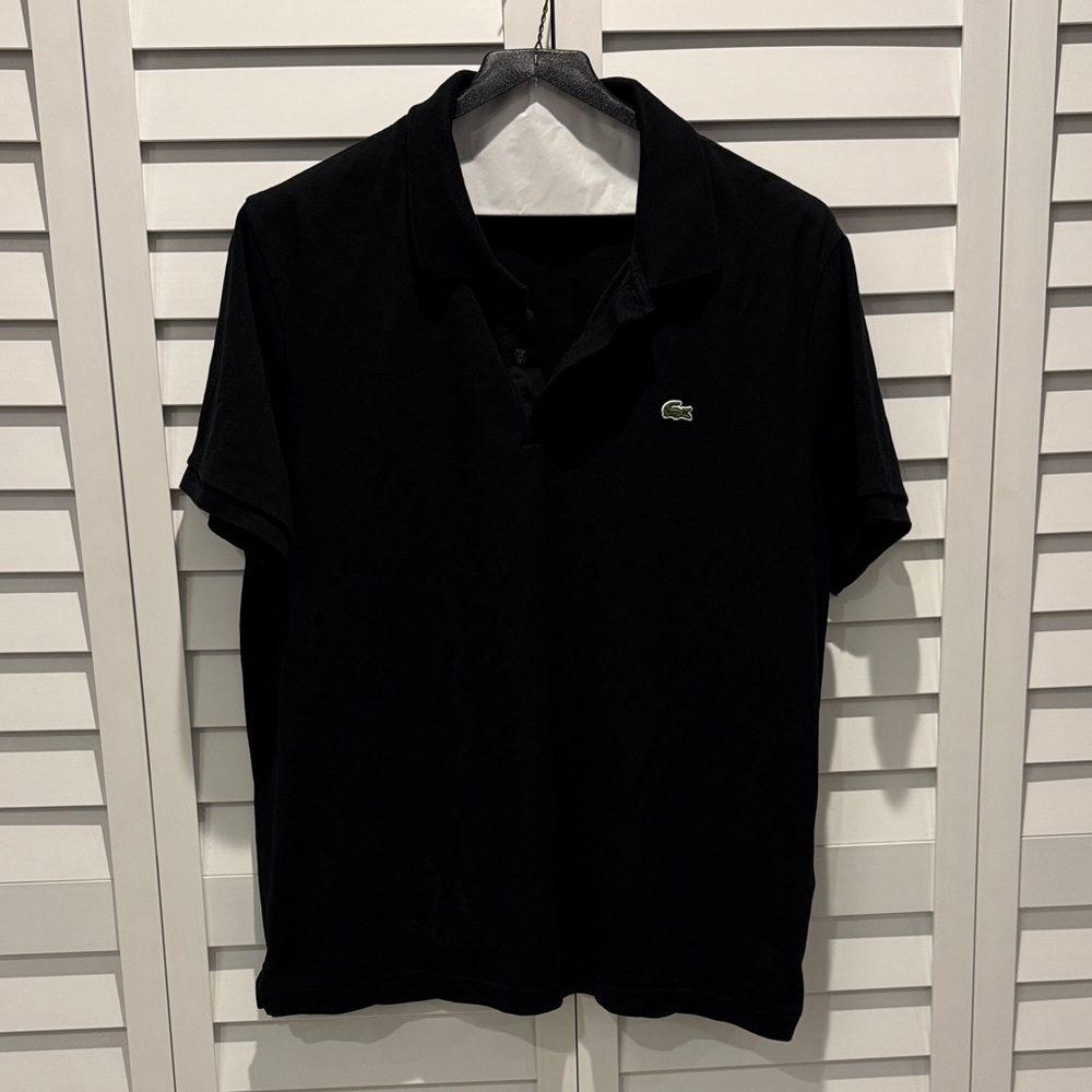 Lacoste Men's Polo Shirt Slim Fit in Black 100% Cotton.